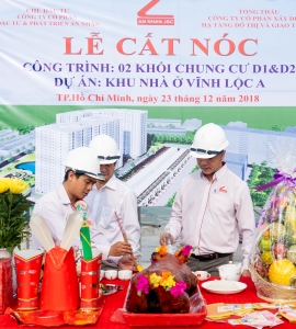 CÔNG TY CP ĐẦU TƯ & PHÁT TRIỂN AN NHÂN HOÀN THÀNH LỄ CẤT NÓC CHUNG CƯ VĨNH LỘC A.