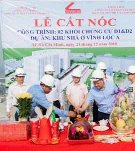 CÔNG TY CP ĐẦU TƯ & PHÁT TRIỂN AN NHÂN HOÀN THÀNH LỄ CẤT NÓC CHUNG CƯ VĨNH LỘC A.