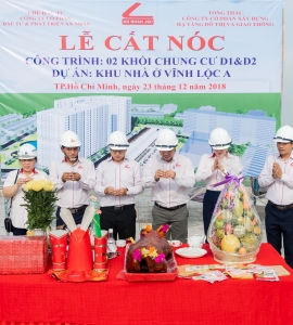 CÔNG TY CP ĐẦU TƯ & PHÁT TRIỂN AN NHÂN HOÀN THÀNH LỄ CẤT NÓC CHUNG CƯ VĨNH LỘC A.