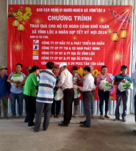 TRAINCO CÙNG CHƯƠNG TRÌNH TRAO QUÀ CHO HỘ CÓ HOÀN CẢNH KHÓ KHĂN XÃ VĨNH LỘC A NHÂN DỊP TẾT 2019