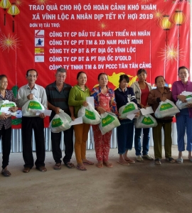 TRAINCO CÙNG CHƯƠNG TRÌNH TRAO QUÀ CHO HỘ CÓ HOÀN CẢNH KHÓ KHĂN XÃ VĨNH LỘC A NHÂN DỊP TẾT 2019